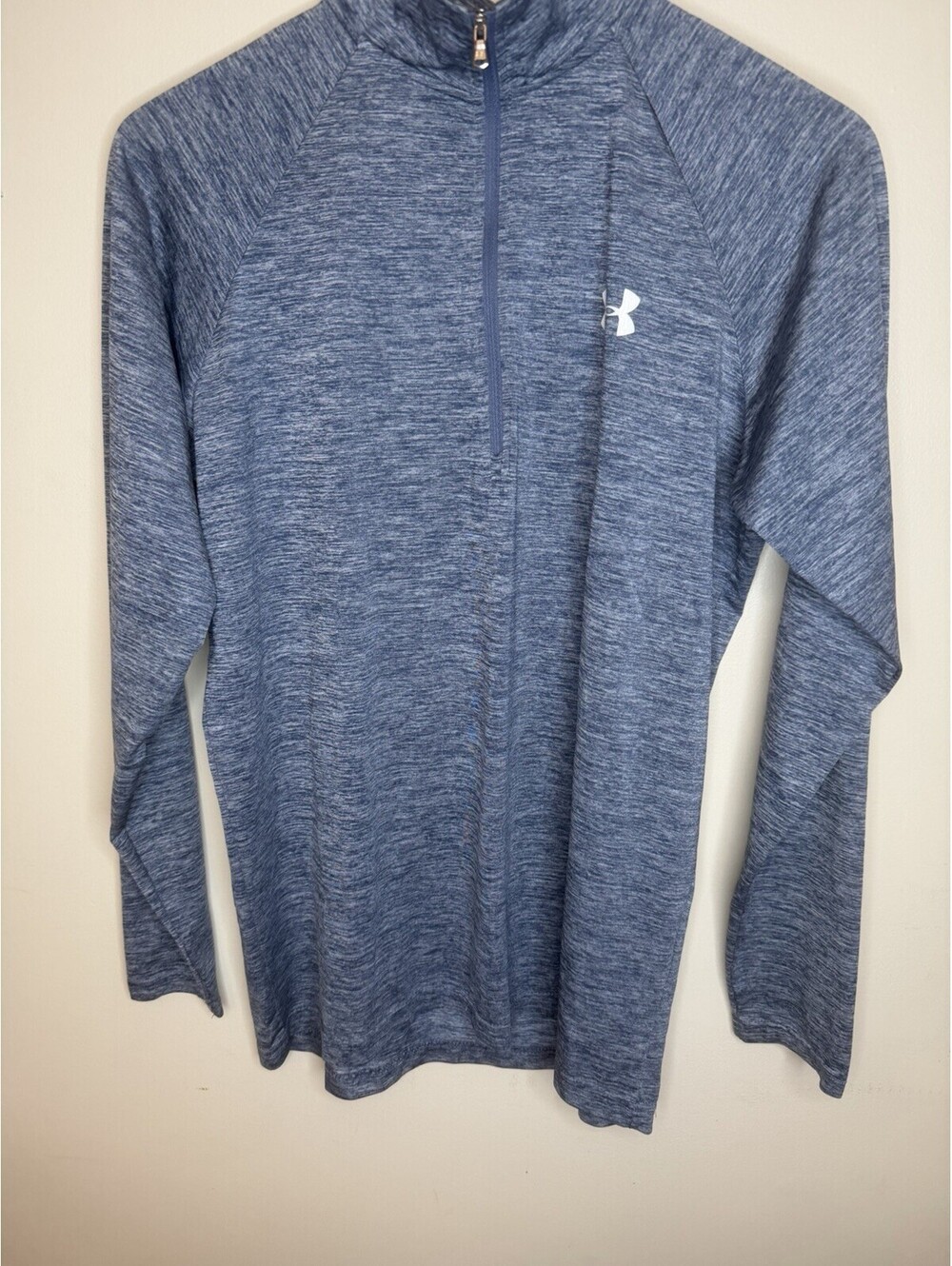 Under Armour HeatGear Women Medium Blue 1/4 Zip Mock Neck Pullover Loose